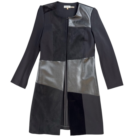 Calvin Klein Jackets & Blazers - Calvin Klein NWOT Office Edgy Chic Long Sleeve Topper Jacket Suede Leather S